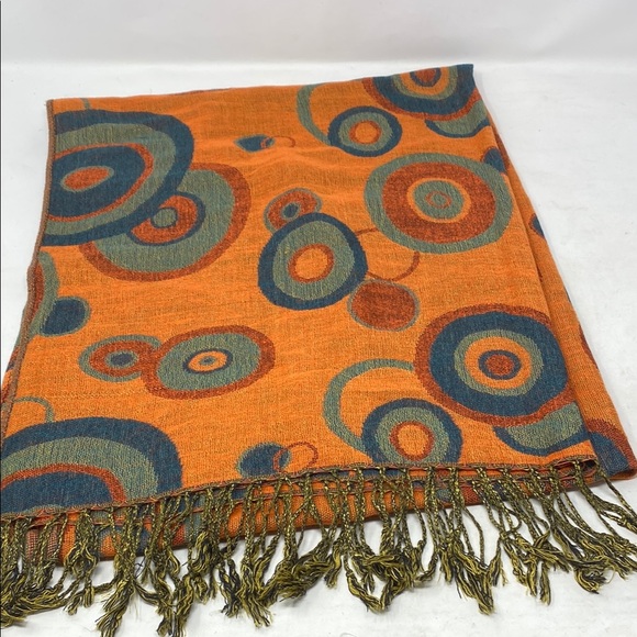 Abstract Geometric Pashmina Cashmere Silk Blend Reversible Scarf - Picture 1 of 7